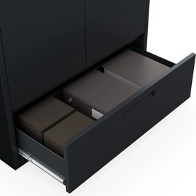 Modulárna kovová multifunkčná skriňa so zásuvkou antracitová MEGAN 1850 x 900 x 400 mm