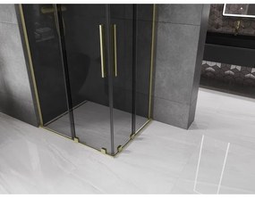 Mexen Velar L Duo, sprchový kút s posuvnými dverami 100 x 90 cm, 8mm šedé sklo, zlatá matná, 871-100-090-02-43-55