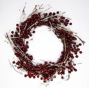 DECOLED Věnec z červených bobulek, průměr 40 cm
