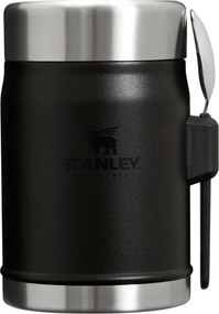 Matne čierna termoska na jedlo z nehrdzavejúcej ocele 400 ml Legendary Food Jar + Spork Black 2.0 – Stanley
