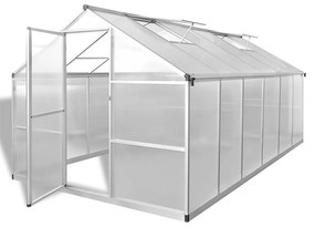 vidaXL Spevnený hliníkový skleník s podkladovým rámom 9,025 m²