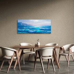 Obraz - Olejomaľba mora s čajkami (120x50 cm)
