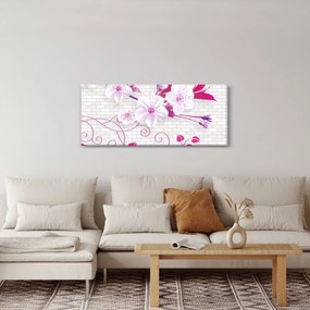 Obraz vetvičky s kvetmi (120x50 cm)