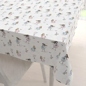 Biante Detský bavlnený obdĺžnikový obrus Sandra SA-261 Krasokorčuliarky na krémovom 80x120 cm