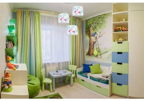 Detské závesné svietidlo Cone, 3x textilné tienidlo so vzorom (výber zo 6 farieb), (výber z 2 farieb konštrukcie), o