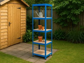 Regál 180x40x40 cm lakovaný 5-policový, nosnosť 875 kg - modrý