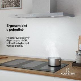 Klarstein Limelight, digestor, 90 cm, nástenný, 600 m³/h, strieborný