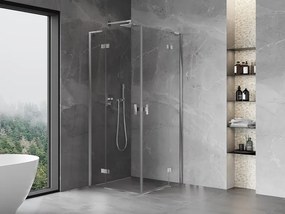 Mexen Mist-H L Duo, 2-krídlový sprchový kút 70 x 70 cm, číre sklo, chrómový profil, 8A5L-070L-070P-01-00