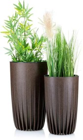 Sada 2 květináčů STRIPPED ECO kávově hnědá/Espresso