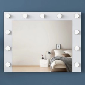 Nástěnné zrcadlo Lota s LED osvětlením 90x71 cm bílé