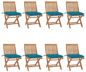 Skladacie záhradné stoličky s podložkami 8 ks tíkový masív 3072880