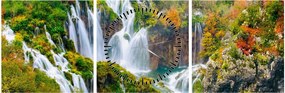 Obraz - Národný park Plitvické jazerá (s hodinami) (90x30 cm)