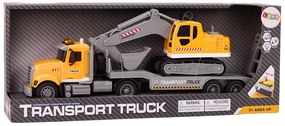 LEAN TOYS Nákladné auto Lora s bagrom, svetlá, zvuky - žltá