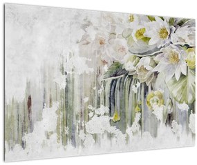 Obraz - Biele kvety, vintage (90x60 cm)