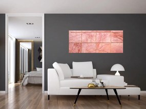 Obraz - Ružové, mramorované dlaždice (120x50 cm)