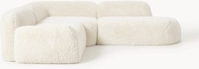 Modulárna plyšová rohová pohovka's ležadlovým koncom Wolke (4-miestna)