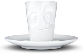 Biela maškrtná porcelánová šálka na espresso s tanierikom 58products, objem 80 ml