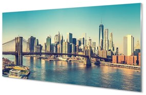 Sklenený obraz Panorama bridge river 100x50 cm