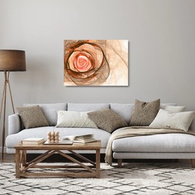 Sklenený obraz - Abstraktné ruže ružová s bielym pozadím (70x50 cm)