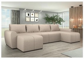 Čalúnená univerzálna rozkladacia sedacia súprava v tvare U NEWPORT béžová