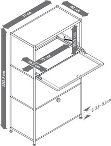 Kovový regál »CN3« s 3 priehradkami