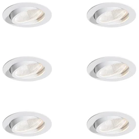 Sada 6 zapustených bodových svetiel biela 9,5 cm vrátane LED 1300 lm stmievateľné IP23 - Gaius