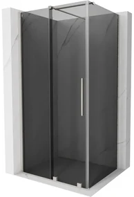 Mexen Velar, sprchový kút s posuvnými dverami 100 x 70 cm, 8mm šedé sklo, brúsená oceľ, 871-100-070-41-97