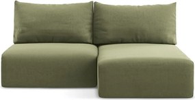 Zelená zamatová rozkladacia/s úložným priestorom rohová pohovka (pravý roh/s leňoškou) Kalena – Makamii