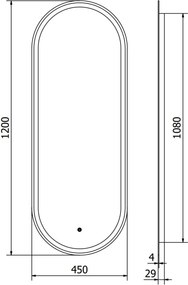 Mexen Bono osvetlené kúpeľňové zrkadlo 45 x 120 cm, LED 6000K, proti zahmlievaniu - 9816-045-120-611-00