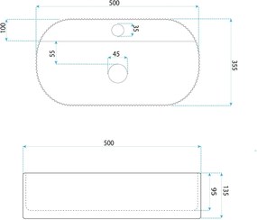 Rea Marcela Kallisto, umývadlo na dosku 500×355×135 mm, béžová matná, REA-U3514