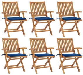 Skladacie záhradné stoličky s podložkami 6 ks tíkový masív 3072760