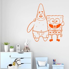 Veselá Stena Samolepka SpongeBob a Patrick Farba: oranžová, Veľkosť: 40 x 40 cm