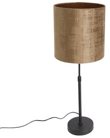 Stolná lampa čierna s hnedým zamatovým tienidlom 25 cm nastaviteľná - Parte