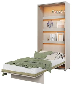 Sklápacia posteľ Concept Junior - vertikálna, Farby: Silk Flou, Osvetlenie: osvetlenie LED, Rozmer postele: 120x200