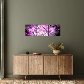 Obraz krásnej fialovej abstrakcie (s hodinami) (90x30 cm)