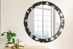 Okrúhle ozdobné zrkadlo Kvety lebky fi 80 cm