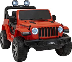 Ramiz Jeep Wrangler Rubicon batéria pre deti Oranžová + diaľkové ovládanie + MP3 LED rádio + EVA kolesá