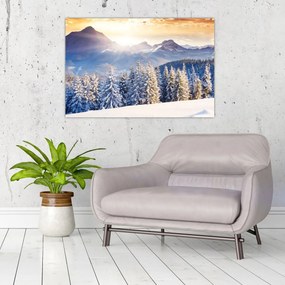 Obraz - Horská krajina v zime (90x60 cm)