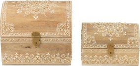 Sada 2 drevených truhličiek s korálkami z mangového dreva – 28*23*23/ 23*15*15 cm