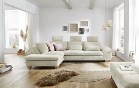 Rohová sedacia súprava MP-IN14007, krémová štruktúrovaná látka