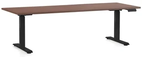 Výškovo nastaviteľný stôl OfficeTech D, 200 x 80 cm, čierna podnož, orech