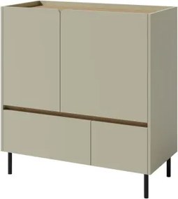 Komoda so zásuvkami Lucky, 95 cm, eukalyptovo zelená/baltský dub%