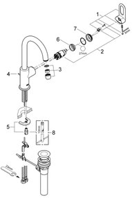 GROHE 23091000 - Umývadlová batéria BAULOOP 310 mm, lesklý chróm