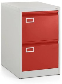 Kovová kartotéka A4 - 2 zásuvky, 45,5 x 62 x 71,5 cm, cylindrický zámok, červená - ral 3000