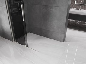 Mexen Velar, sprchová zástena s posuvnými dverami Walk-in 85 x 200 cm, 8mm šedé sklo, brúsená oceľ, 871-085-000-43-97