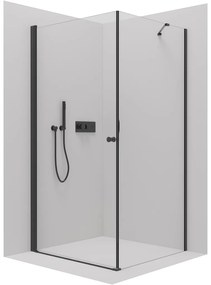 CERANO - Sprchovací kút Antelo L/P - 6 mm - čierna matná, transparentné sklo - 100x70 cm - krídlový, CER-CER-8050BD7496