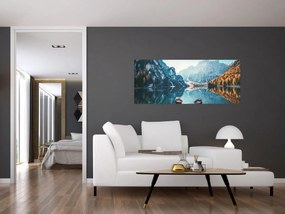 Obraz - Lode na jazere Braies (120x50 cm)