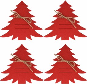 Vrecko na príbory X-Mas Tree červená, sada 4 ks