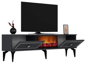 TV stolík/skrinka s krbom Kebive (antracit + strieborná) . Vlastná spoľahlivá doprava až k Vám domov. 1095524