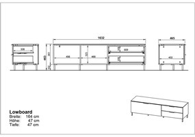 Sivý TV stolík v dekore duba 164x47 cm California - Germania